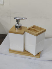 2 Pcs Wooden Lid Bath Accessories Set