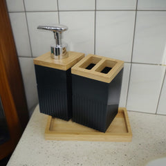 2 Pcs Wooden Lid Bath Accessories Set