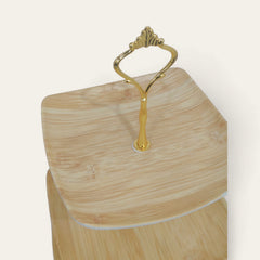 3 Tier Melamine Pastry Tray Square (Wooden Texture)