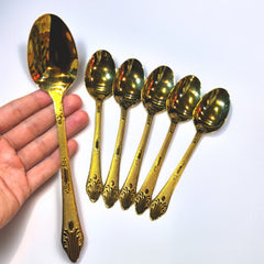 6 Pcs Stainless Steel Spoon-Golden