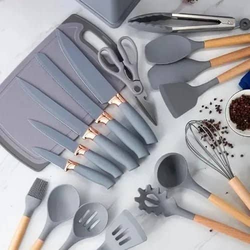 19 Pcs Silicone Cooking Kitchen Utensils Set Dark Grey