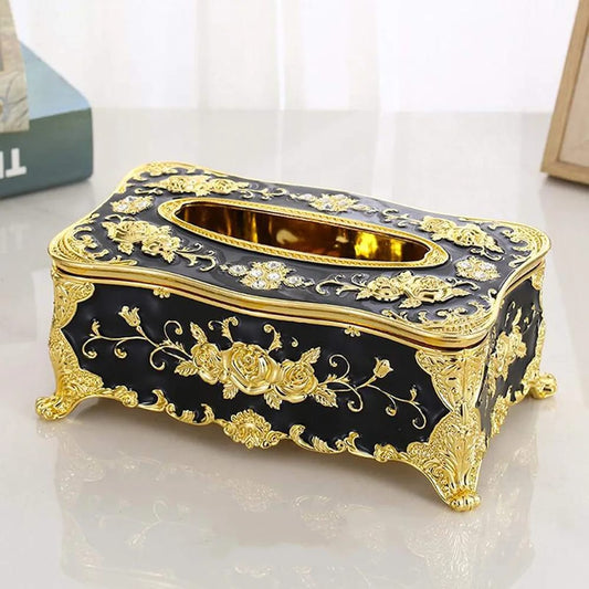European Style Tissue Paper Box Case-Black Golden