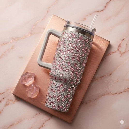 Sparkly Rhinestone Thermos Cup & Tumbler (Pink)
