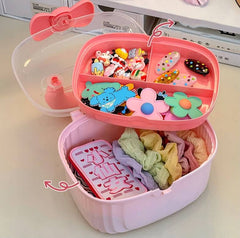 Double Layer Accessories Storage Box-Pink