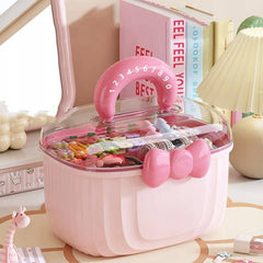 Double Layer Accessories Storage Box-Pink