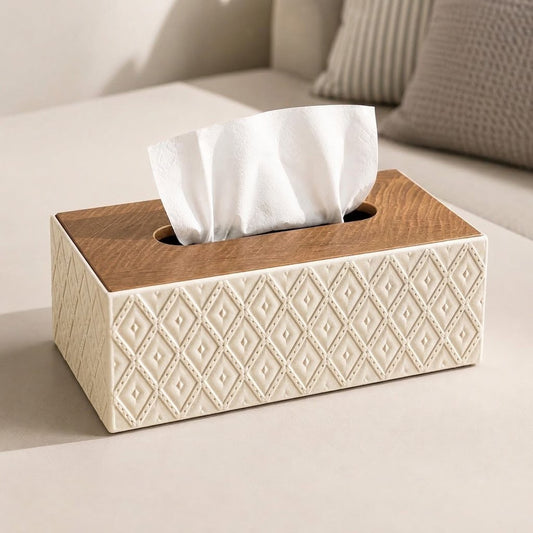 Decorative Tissue Box-Offwhite