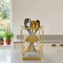 Acrylic Cutlery Holder with Metal Stand