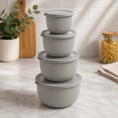 4-Piece Storage Box Set Round-Grey