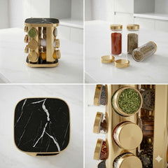 12in1 Revolving Glass Spice Jar Rack (Square)