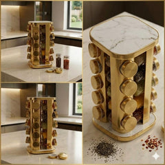20in1 Revolving Glass Spice Jar Rack (Square)