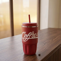 Vacuum Coffee Mug With Straw 500ML