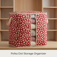 110GSM Cloth Storage Bag 1 Pc Mehroon(White Polka Dot)