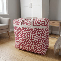 110GSM Non-Woven Luggage Mehroon (White Polka Dot)