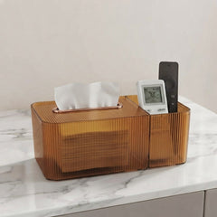 Tissue Box Holder & Remote Organizer-Brown