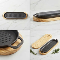 Wooden Base Sizzling Steak Platter-D1
