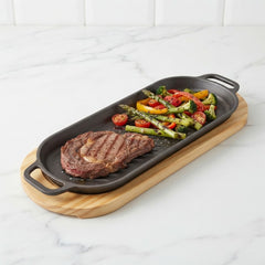 Wooden Base Sizzling Steak Platter-D1