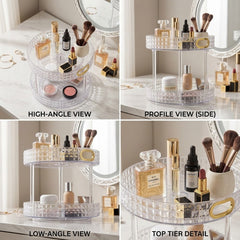 2 Layer Rotating Cosmetic Storage Organizer-White