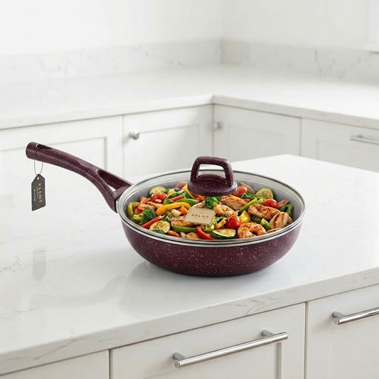 Xelent Fry Pan with Lid-Mehroon