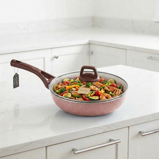 Xelent Fry Pan with Lid 26cm-Pink