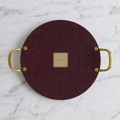 Double Handle Marble Tawa 31cm -Mehroon