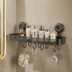 Glacier Pattern Suction Cup Shelf-Black