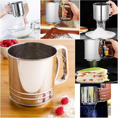 Handheld Stainless Steel Cup Mesh Flour Strainer Medium