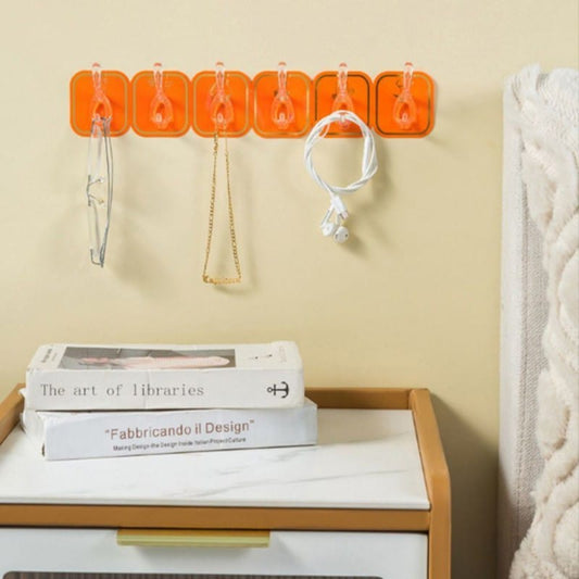 Wall-Mounted Six Row Sticky Hooks