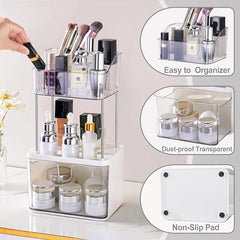 2 Layer Makeup Cosmetic Organizer With Drawer