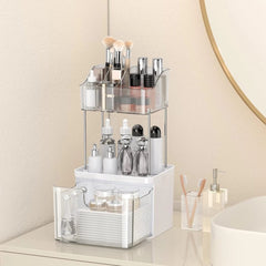 2 Layer Makeup Cosmetic Organizer With Drawer