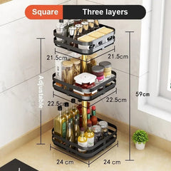 3 LAYER 360° ROTATABLE METAL STORAGE ORGANIZER(SUQARE)