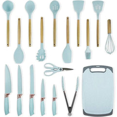 19 Pcs Silicone Cooking Kitchen Utensils Set Light Green