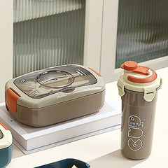 2 Pcs Lunch Box & Bottle Set-Dark Green