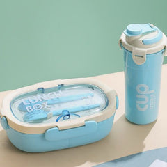 Airtight Lunch Box with Bottle-Sky Blue