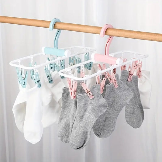 Cloth Drying Hanger With 12 Clips