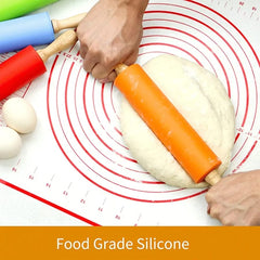 Wooden Handle Silicone Rolling Pin-Orange
