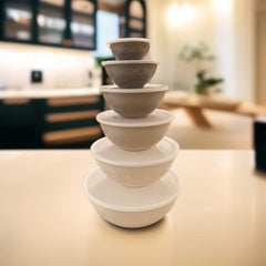 6 Pcs Nesting Bowl Set with Lid (White)