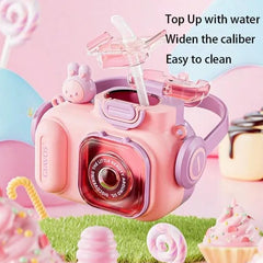 Camera Shaped Water Bottle Bounce Lid-Pink