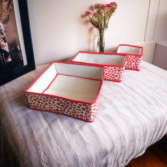 3 Pc Printed Storage Organizer Red-(Polka Dot)