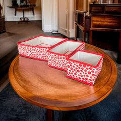 3 Pc Printed Storage Organizer Red-(Polka Dot)