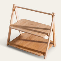 2 Tier Foldable Serving Wooden Tray