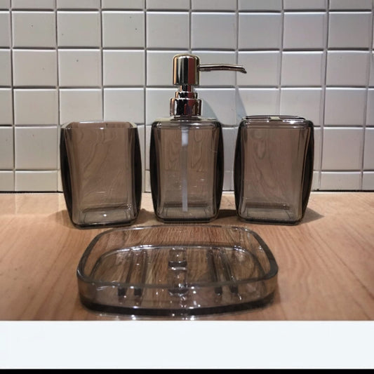 4 Pc Acrylic Bath Set -Black