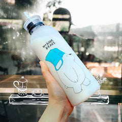 Cute Bear Straw Water Bottle -D3