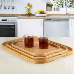 Bamboo Sleek Design Serving Tray Set