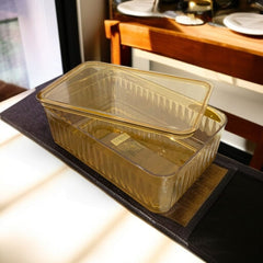Acrylic Basket with Lid Small Golden