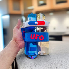 UFO Dual-Compartment Water Bottle -Blue