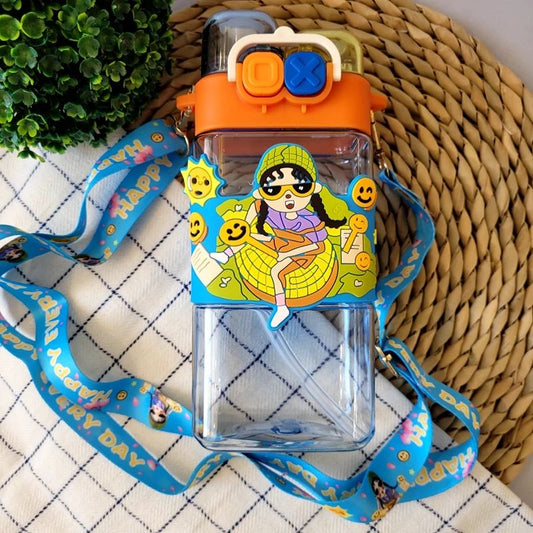 Happy Kids Dual Opening Bottle -Purple Transparent Bottle