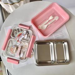 2 Compartment Stainless Steel Lunch Box-Unicorn