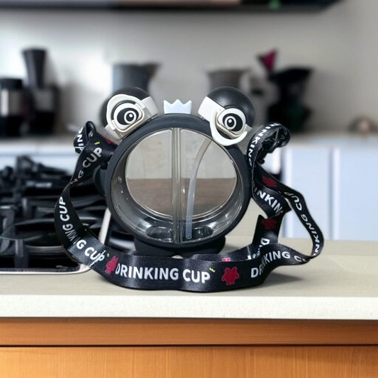 2-in-1 dual sipper water bottle -Black