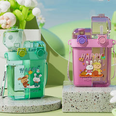 Double Drinking Straw Bottle-Pink