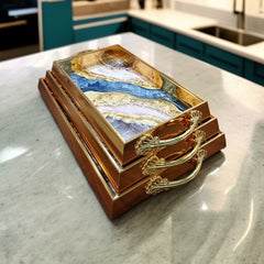 3 Pcs Wooden Serving Tray Set-Design 02